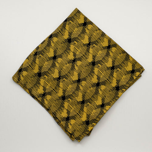 Mustard Printed Silk Rhythm Pocket Square