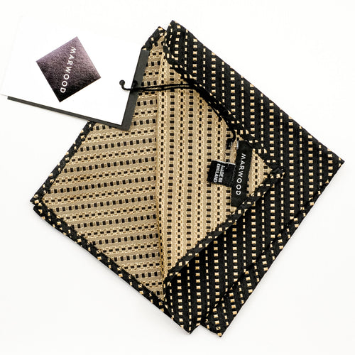 Black/Gold Square Dot Pocket Square
