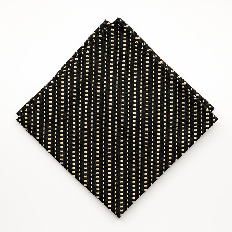 Black/Gold Square Dot Pocket Square