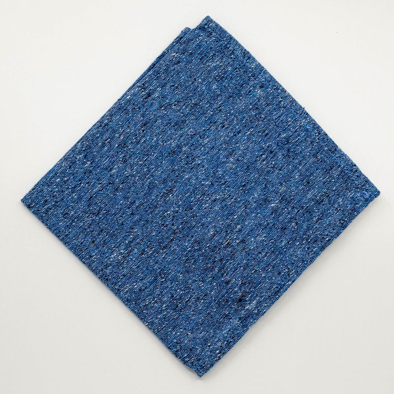Azure Blue Slub Silk Pocket Square