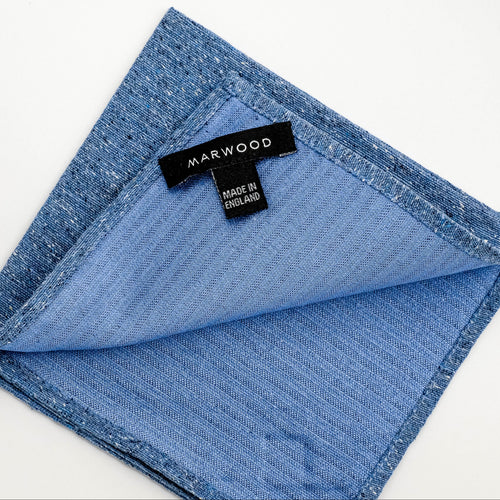 Azure Blue Slub Silk Pocket Square