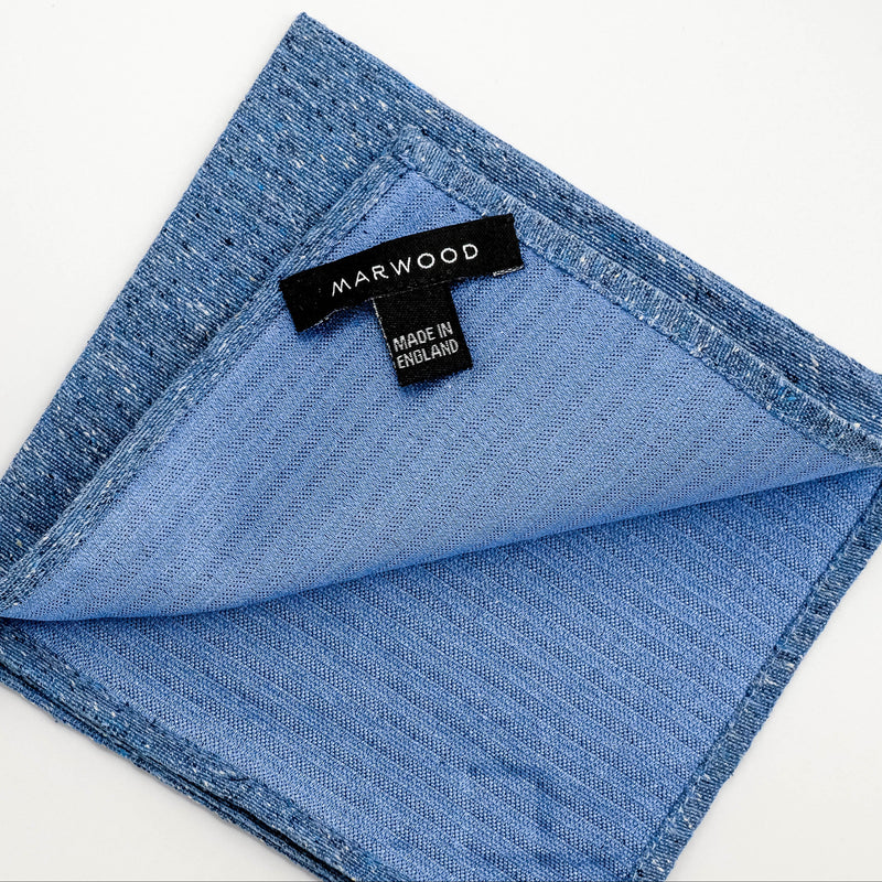 Azure Blue Slub Silk Pocket Square