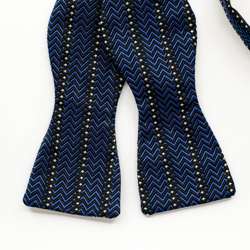 Blue Parqué Silk Self-Tie Bow Tie