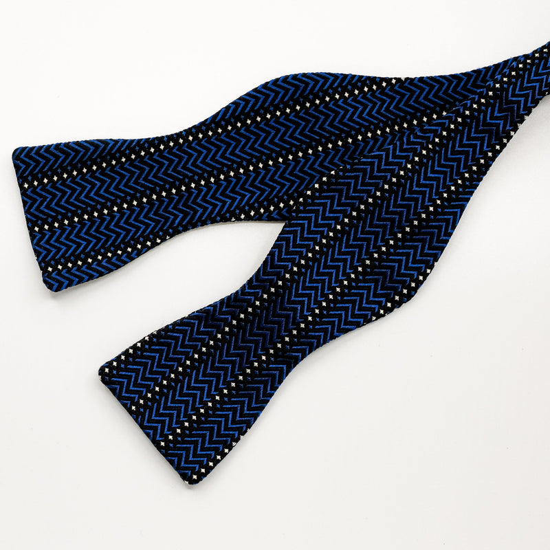 Blue Parqué Silk Self-Tie Bow Tie