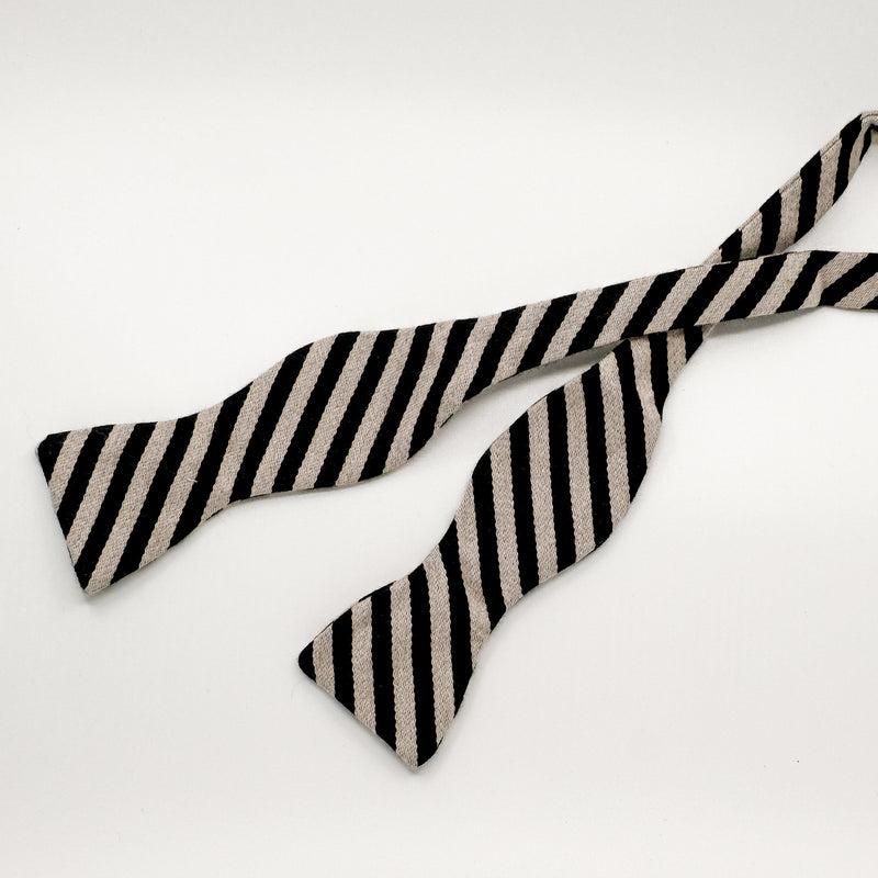 Black/Mink Stripe Self-Tie Bow Tie