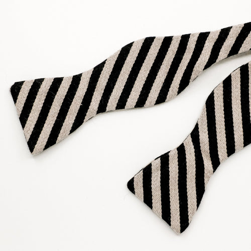 Black/Mink Stripe Self-Tie Bow Tie