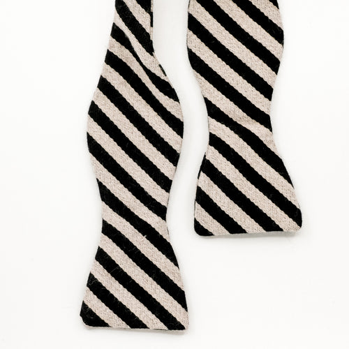 Black/Mink Stripe Self-Tie Bow Tie