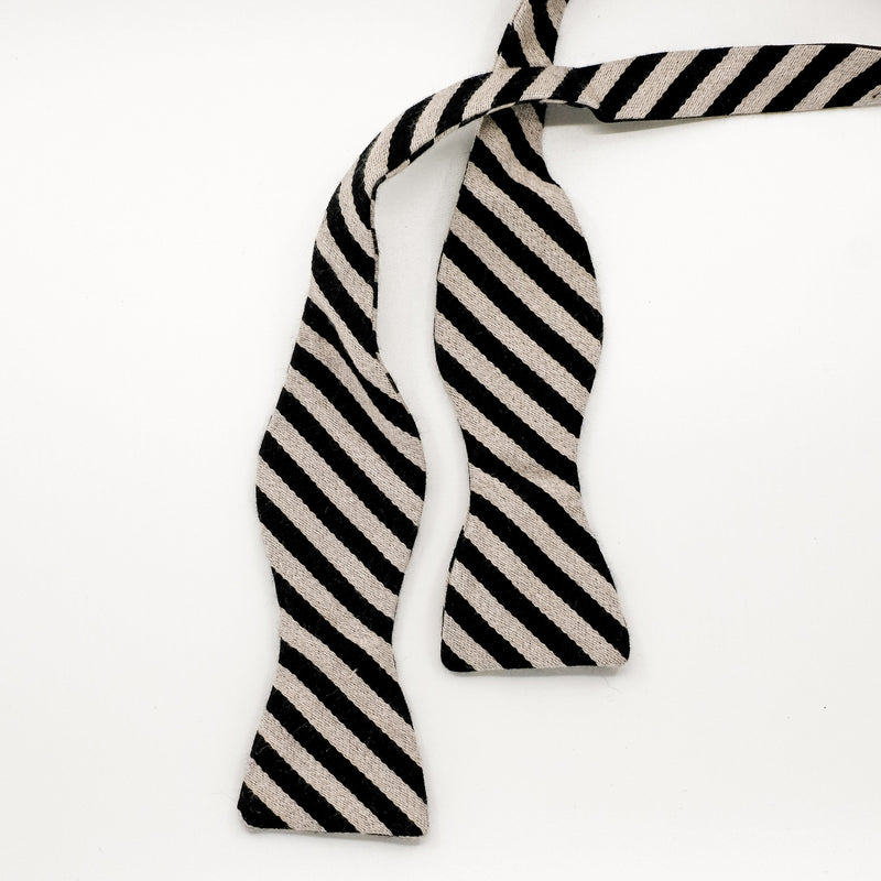 Black/Mink Stripe Self-Tie Bow Tie