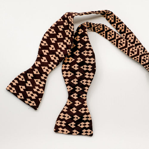 Outlet Sale - Burgundy Harlequin Silk Self-Tie Bow Tie