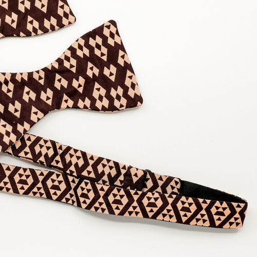 Outlet Sale - Burgundy Harlequin Silk Self-Tie Bow Tie