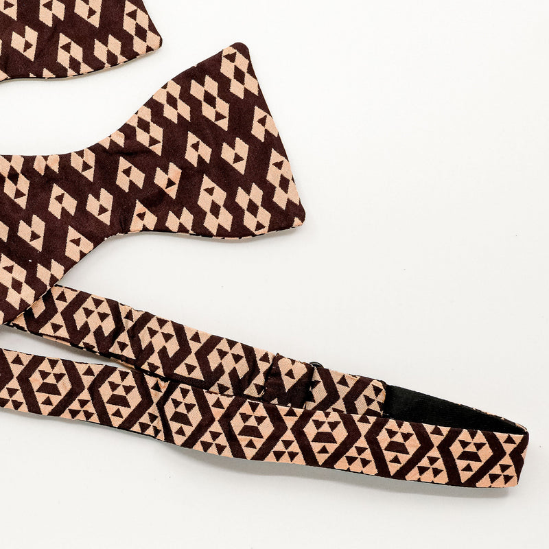Outlet Sale - Burgundy Harlequin Silk Self-Tie Bow Tie