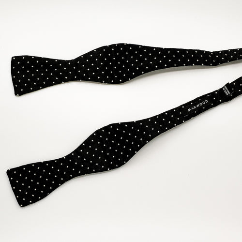 Black Cross Stitch Skinny Silk Self-Tie Bow Tie