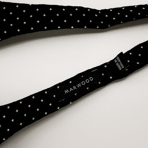 Black Cross Stitch Skinny Silk Self-Tie Bow Tie