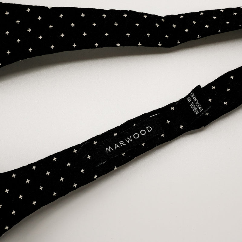 Black Cross Stitch Skinny Silk Self-Tie Bow Tie