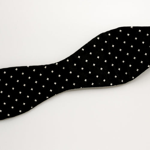 Black Cross Stitch Skinny Silk Self-Tie Bow Tie