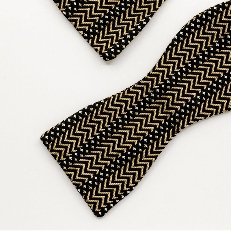 Gold Parqué Silk Self-Tie Bow Tie
