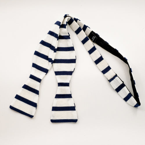 Navy/White Breton Stripe Cotton Jersey Bow Tie