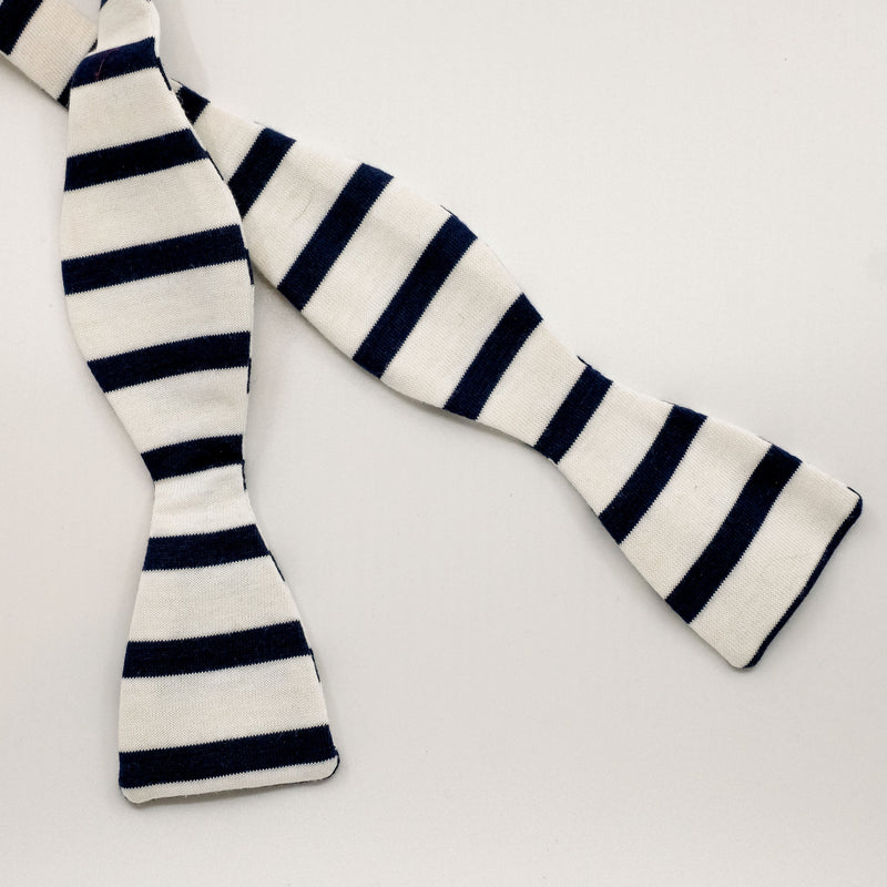 Navy/White Breton Stripe Cotton Jersey Bow Tie