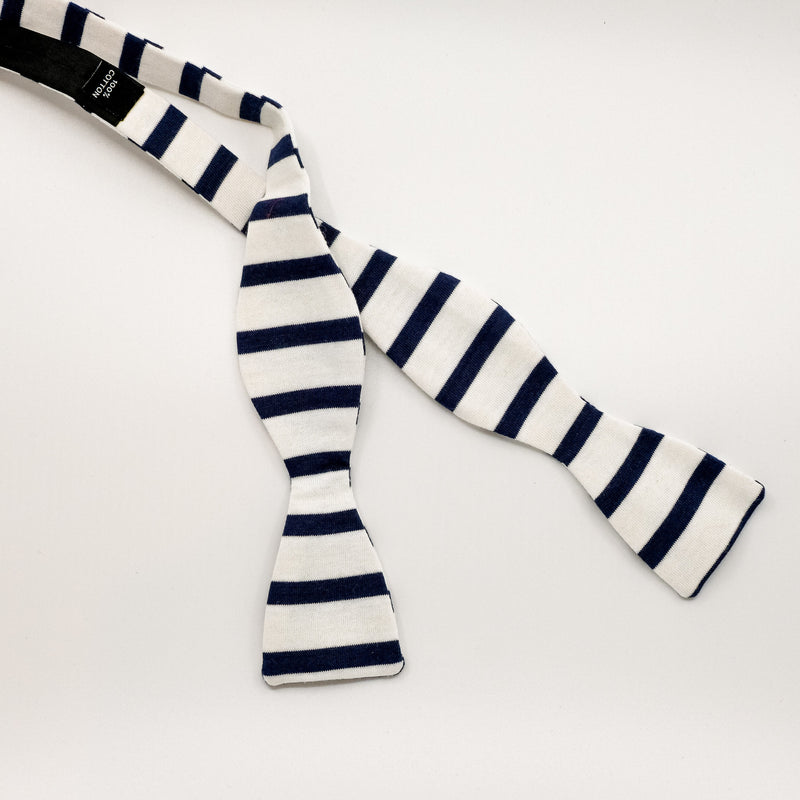 Navy/White Breton Stripe Cotton Jersey Bow Tie