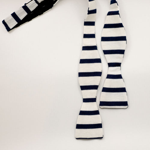 Navy/White Breton Stripe Cotton Jersey Bow Tie