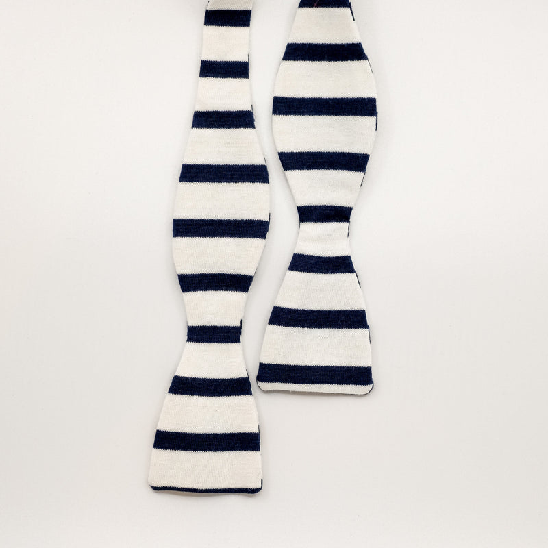 Navy/White Breton Stripe Cotton Jersey Bow Tie