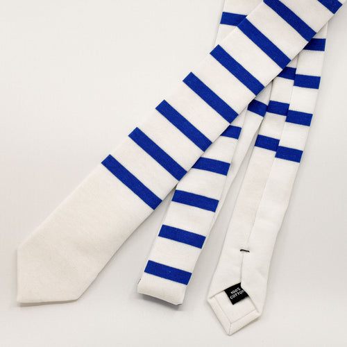 Blue Breton Stripe Cotton Jersey Tie