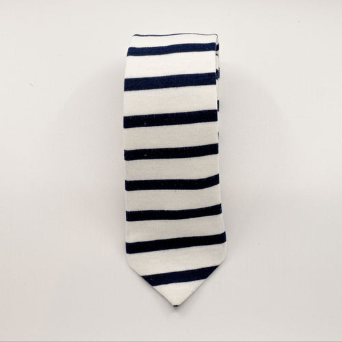 Navy/White Breton Stripe Cotton Jersey Tie