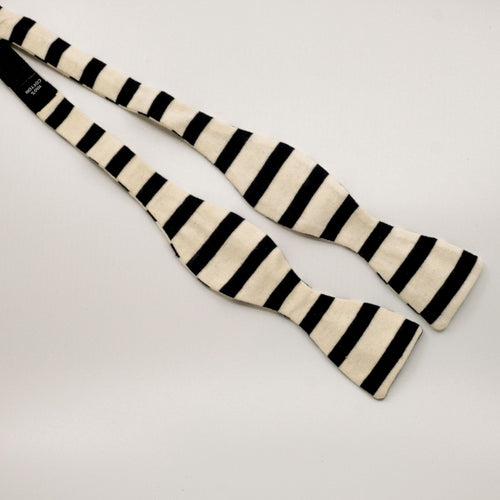 Navy Ecru Breton Stripe Cotton Jersey Bow Tie