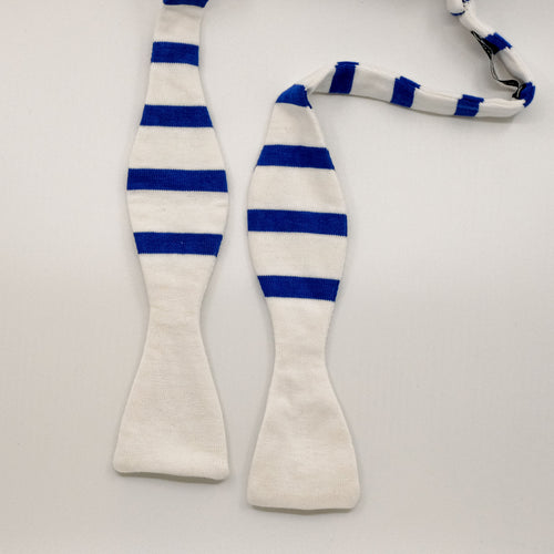Blue Breton Stripe Cotton Jersey Bow Tie