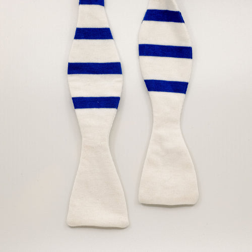 Blue Breton Stripe Cotton Jersey Bow Tie