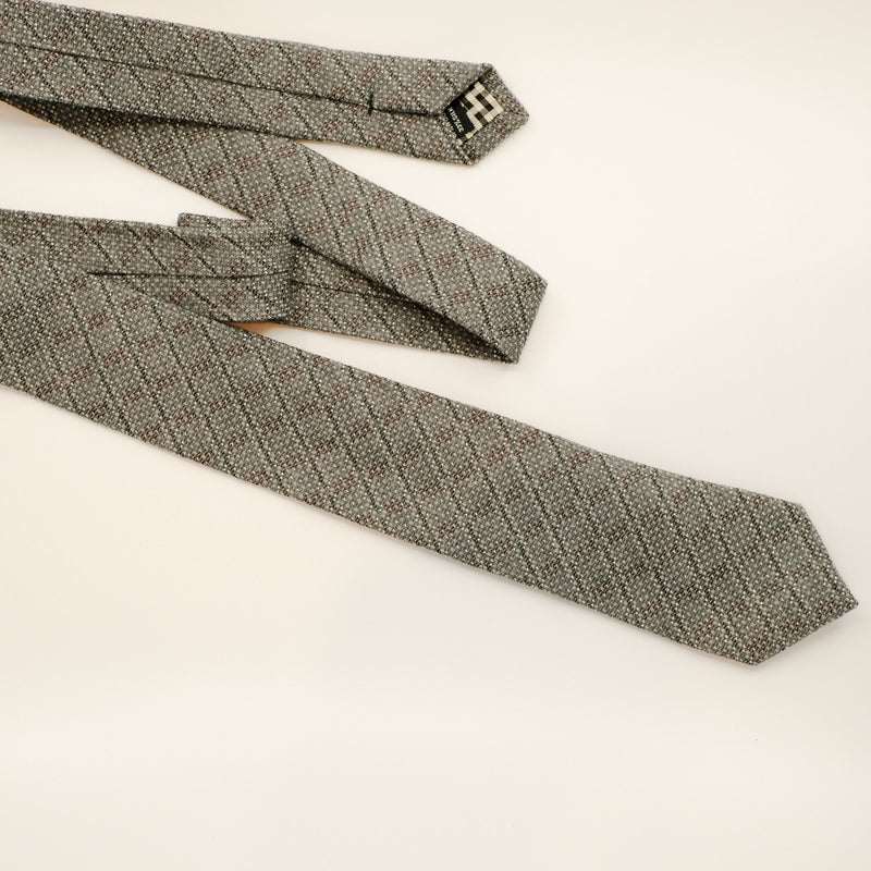 Grey Dash Grid Wool / Silk Tie