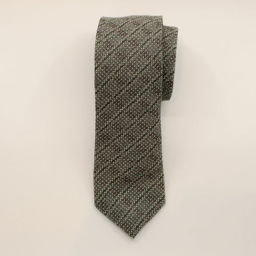 Grey Dash Grid Wool / Silk Tie