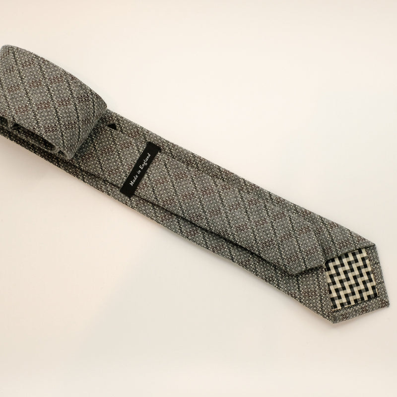 Grey Dash Grid Wool / Silk Tie