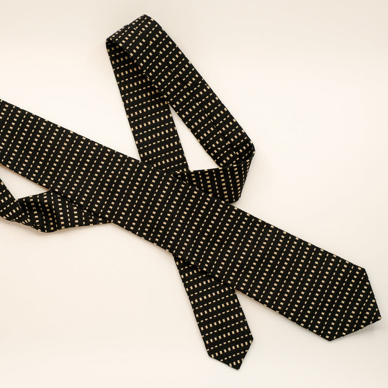 Black Gold Stripe Silk Tie