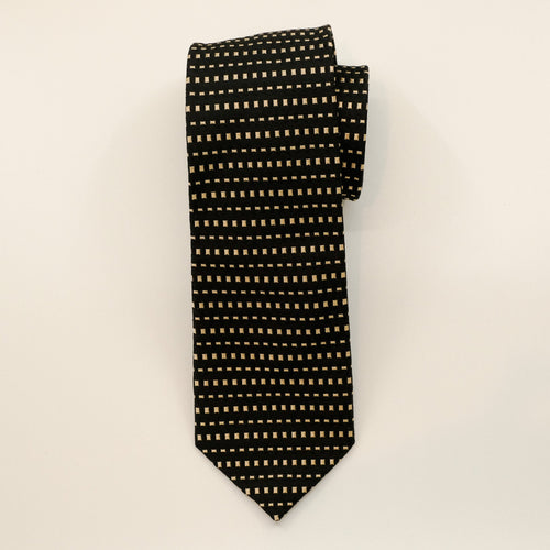 Black Gold Stripe Silk Tie