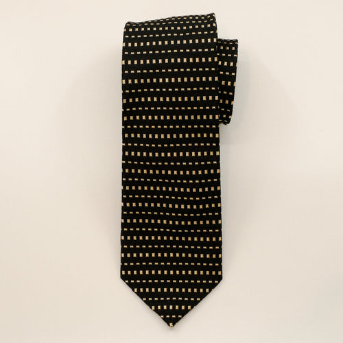 Black Gold Stripe Silk Tie