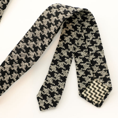 Navy White Houndstooth Tie