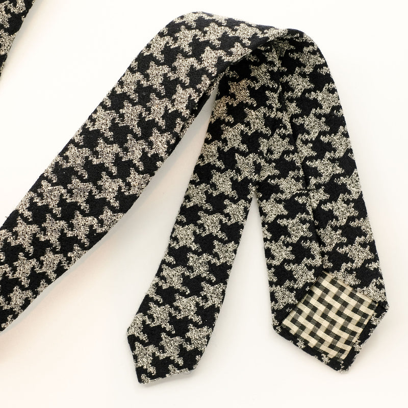 Navy White Houndstooth Tie