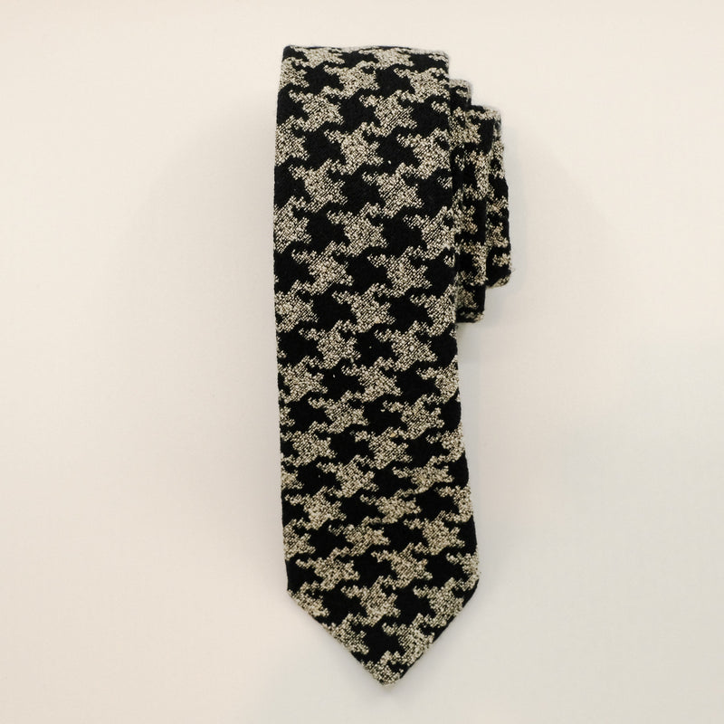 Navy White Houndstooth Tie