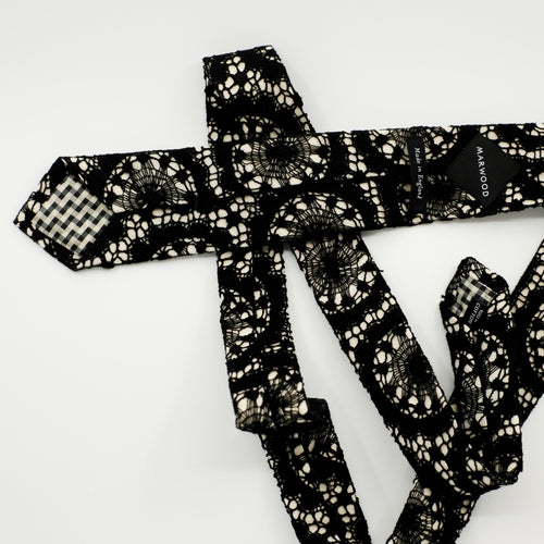 Web Pattern Black Lace Tie