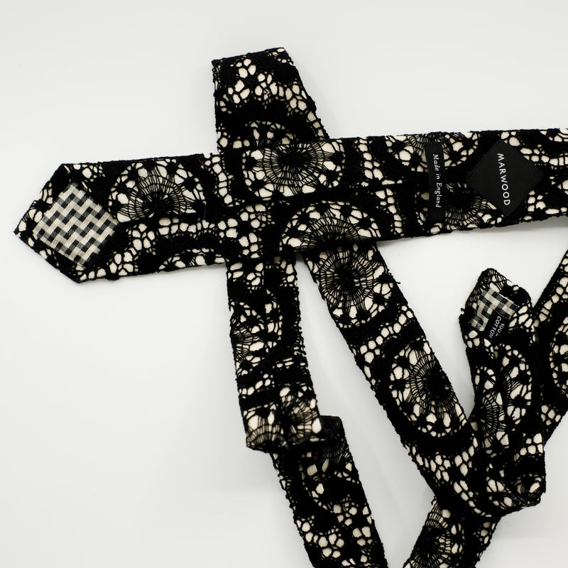 Web Pattern Black Lace Tie