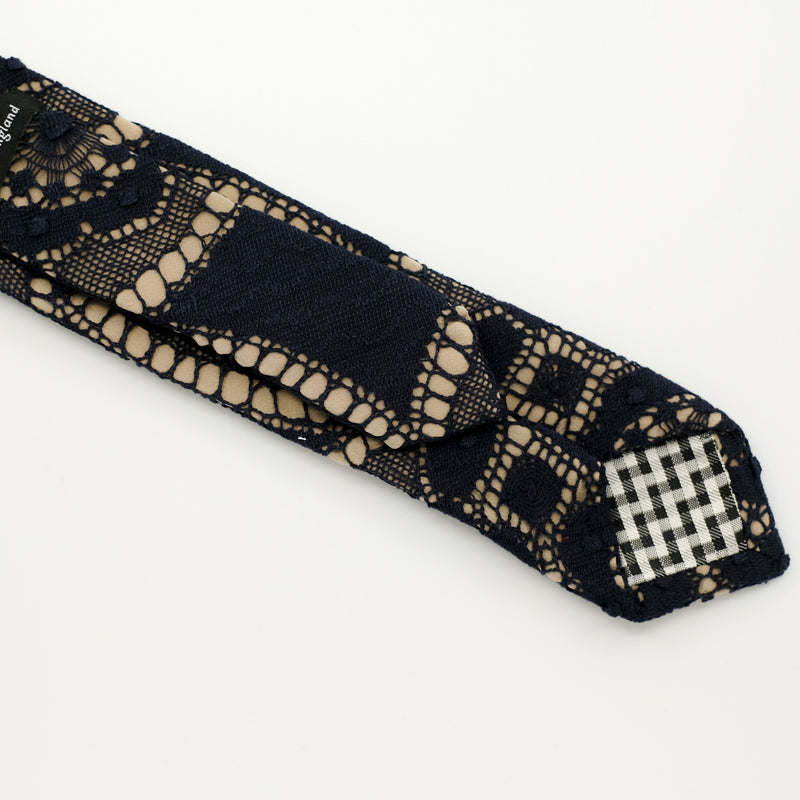 Navy / Sand Diamond Lace Tie