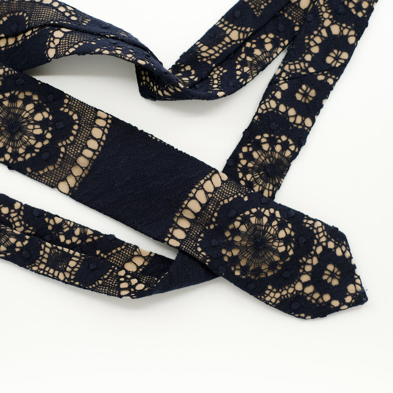 Navy / Sand Diamond Lace Tie