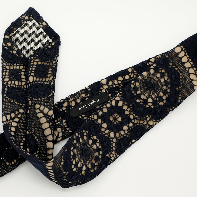 Navy / Sand Diamond Lace Tie