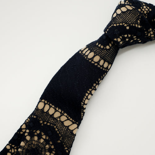 Navy / Sand Diamond Lace Tie