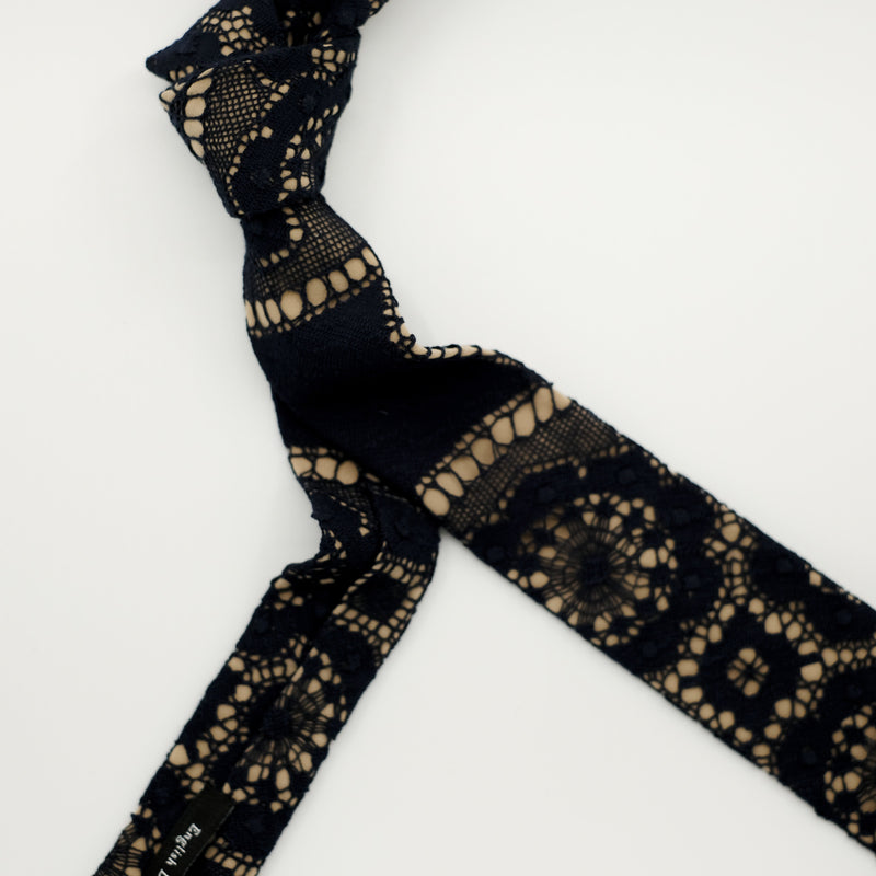 Navy / Sand Diamond Lace Tie