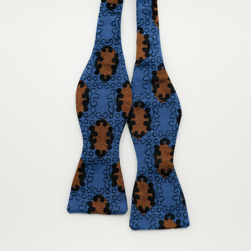 Blue Emblem Silk Self-Tie Bow Tie
