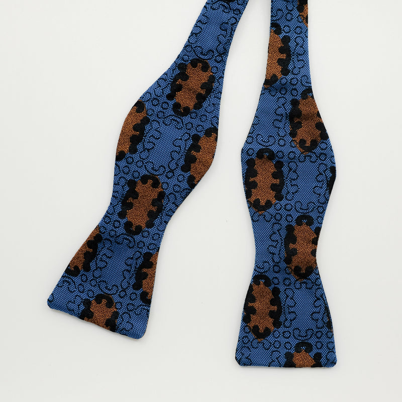 Blue Emblem Silk Self-Tie Bow Tie
