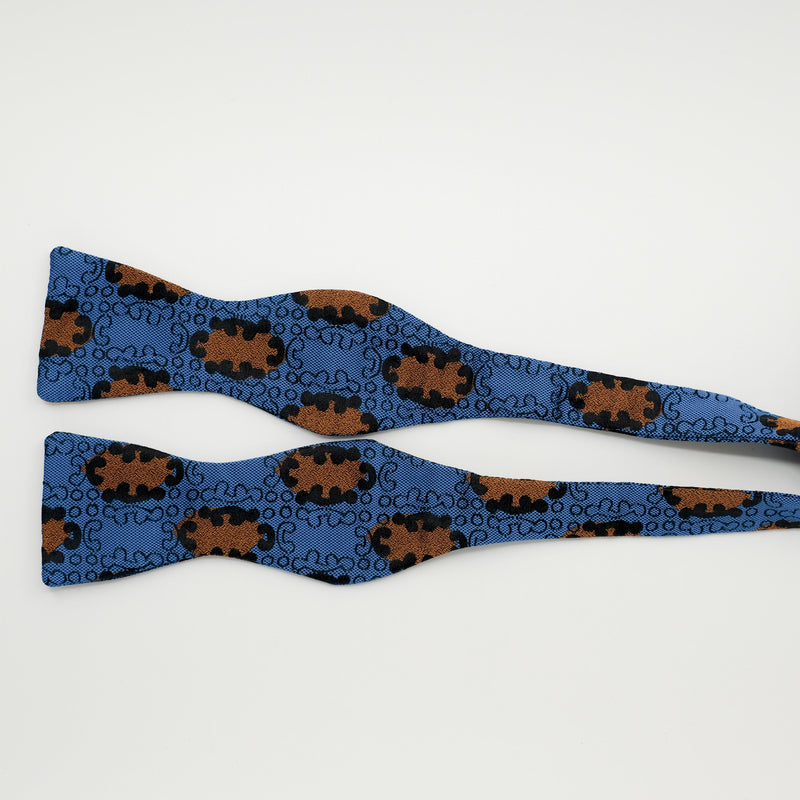 Blue Emblem Silk Self-Tie Bow Tie