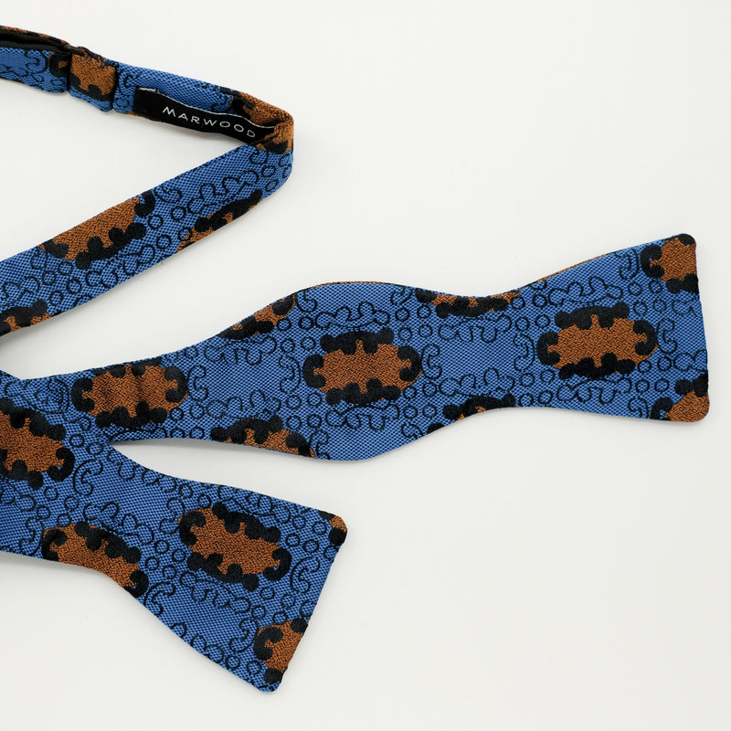 Blue Emblem Silk Self-Tie Bow Tie